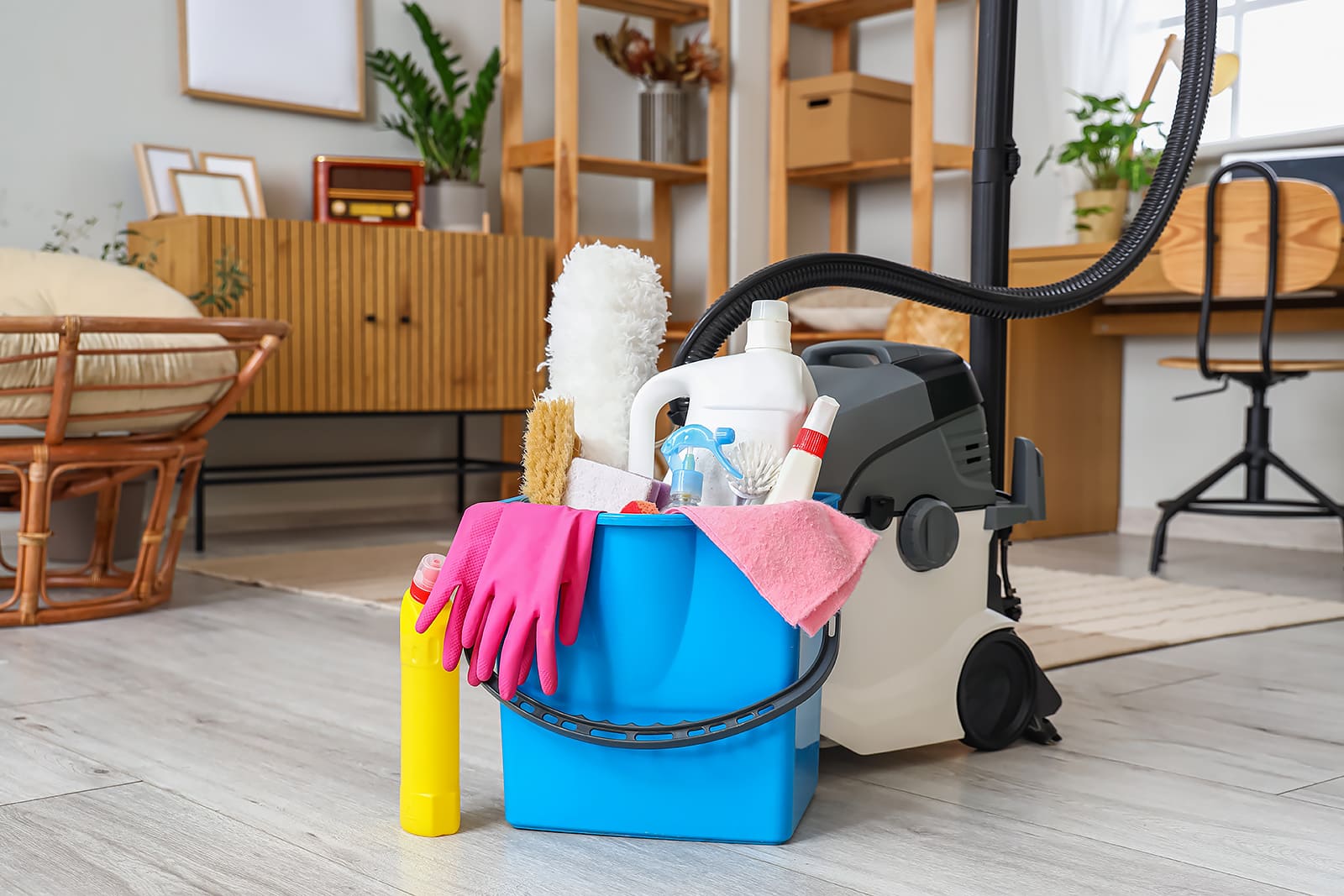 Städmaterial i ett rent rum